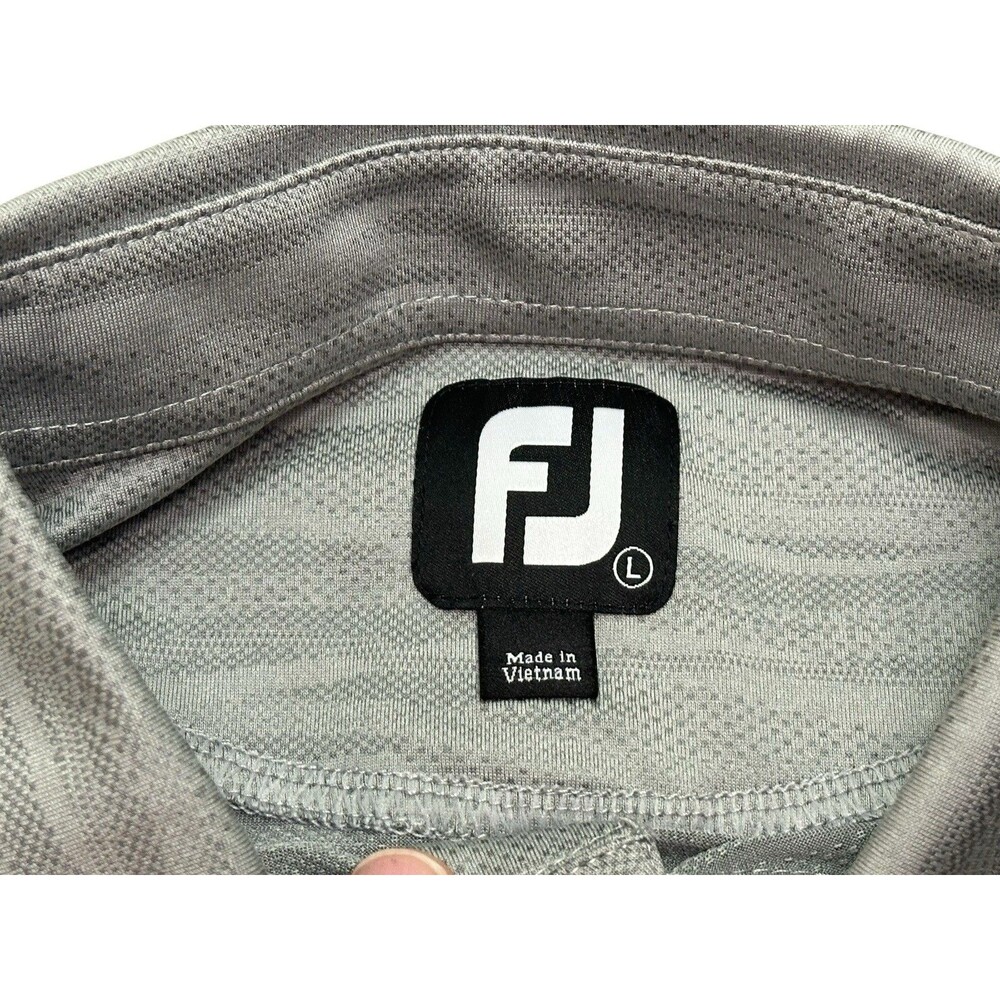 Men's FootJoy Jacquard Wave Golf Polo Short Sleeve Size Large Grey - Picture 4 of 9